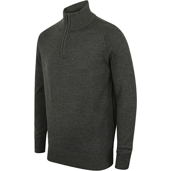 Henbury Herr 1/4 Dragkedja Långärmad Tröja 4XL Gråmelerad Grey Marl 4XL