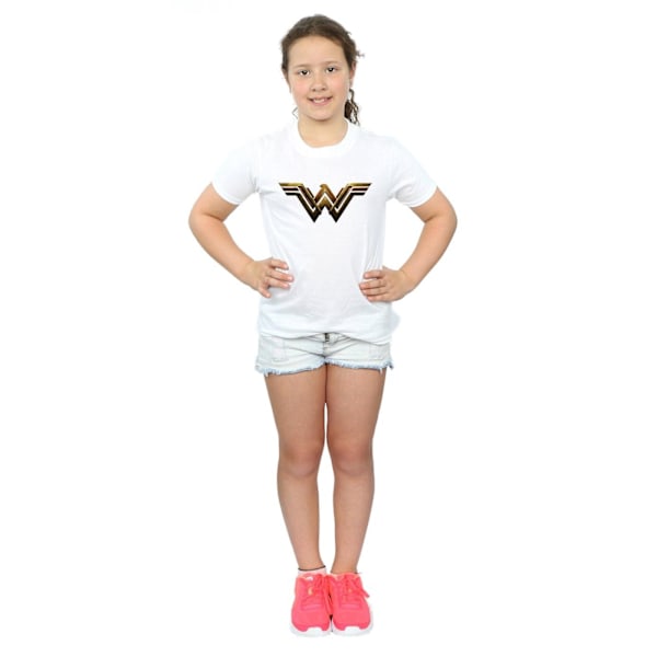 Wonder Woman Girls Logo Bomull T-shirt 7-8 År Vit White 7-8 Years