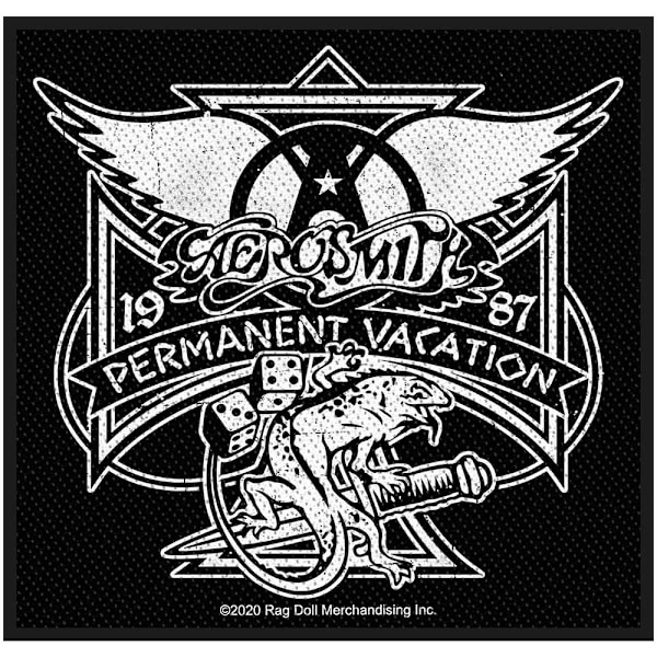 Aerosmith Permanent Vacation vävd patch One Size Svart/Vit Black/White One Size