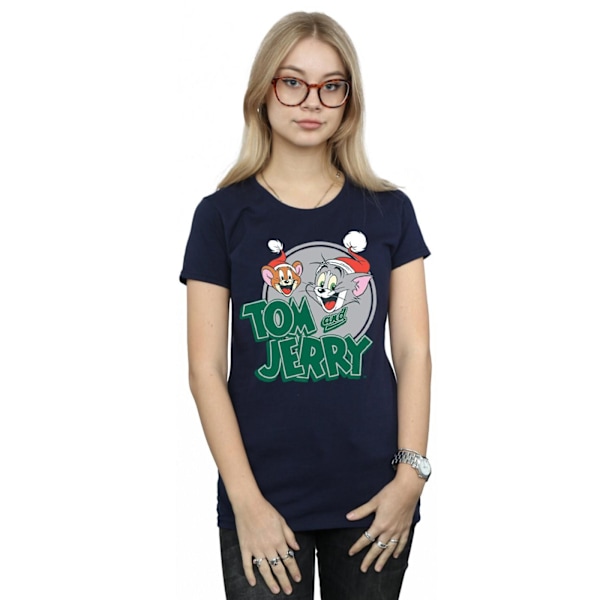 Tom And Jerry Dam/Damer Julhälsningar Bomull T-shirt Navy Blue S