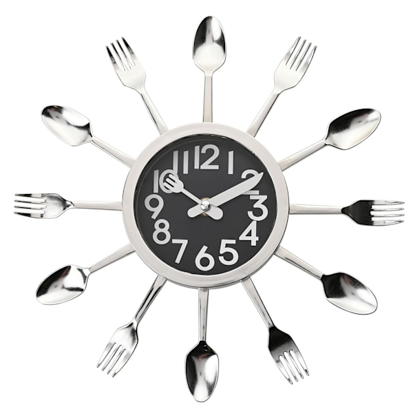Hometime Väggklocka med Gaffel och Sked One Size Silver Silver One Size