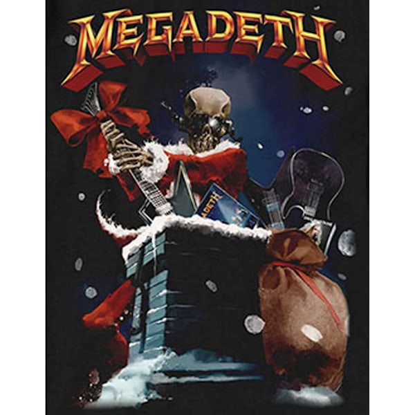 Megadeth Unisex Adult Santa Vic Chimney Cotton Jul T-Shirt Black L