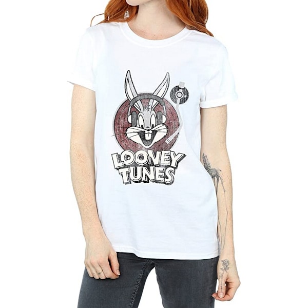 Looney Tunes Dam/Damer Bugs Bunny Cirkel Bomull Logotyp Pojkvän White M