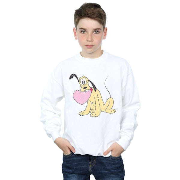Disney Boys Pluto Love Heart Sweatshirt 9-11 år Vit White 9-11 Years
