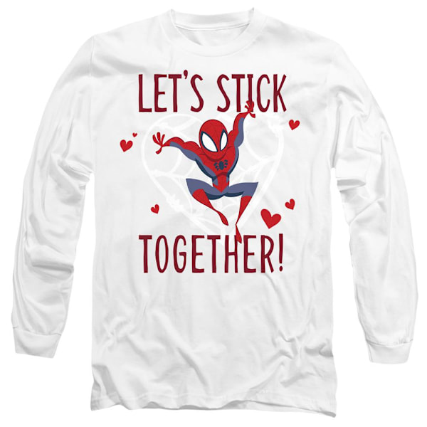 Spider-Man Unisex Vuxen Stick Together Alla Hjärtans Dag T-Shirt White XXL