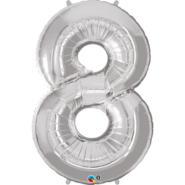 Qualatex 34 tums metalliskt silver nummerballonger (0-9) 9 silver Silver 9