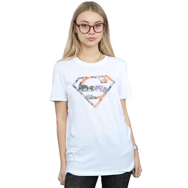 DC Comics Dam/Kvinnor Superman Blommig Logotyp 2 Bomull Pojkvän White M