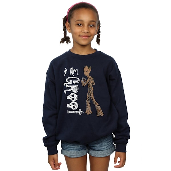 Avengers Infinity War Girls I Am Teenage Groot Sweatshirt 7-8 år Navy Blue 7-8 Years
