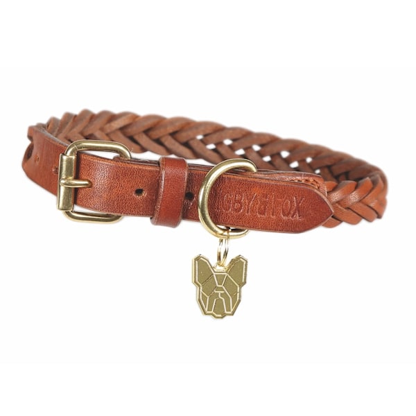 Digby & Fox Pläd Läder Hundhalsband S - Halsomfång: 32cm-39cm Tan S - Neckline: 12.5in-15.5in