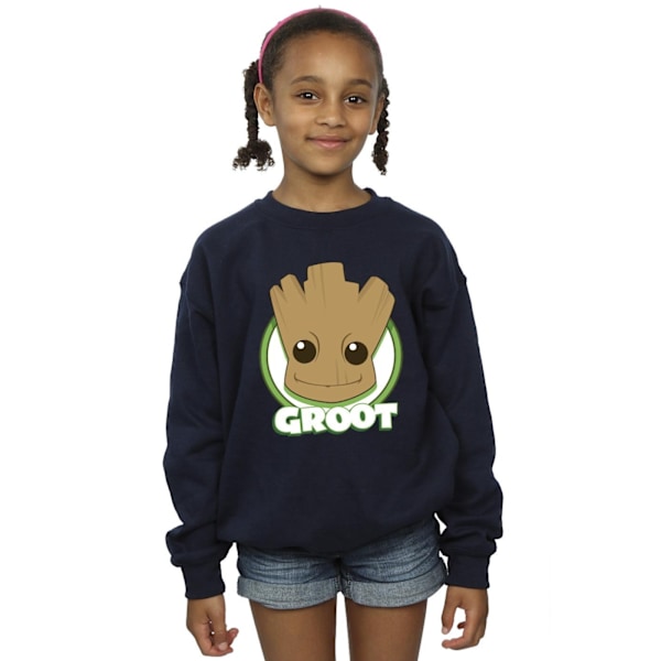 Guardians Of The Galaxy Flickor Groot Badge Sweatshirt 3-4 År Navy Blue 3-4 Years