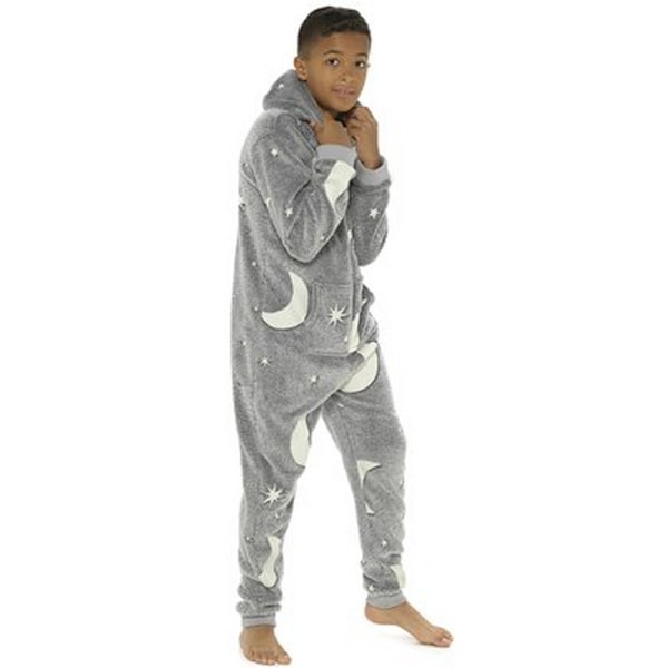 Följ den drömmen Barn/Barn Glow In The Dark Moons All-In-One Grey 9-10 Years