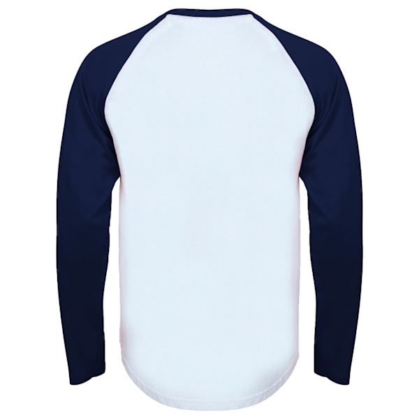 Skinnifit Herr Raglan Långärmad Baseball T-Shirt L Vit / Ox White / Oxford Navy L