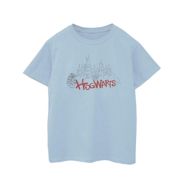 Harry Potter T-shirt för flickor med Hogwarts slott, spraybomull, 9-11 år Baby Blue 9-11 Years