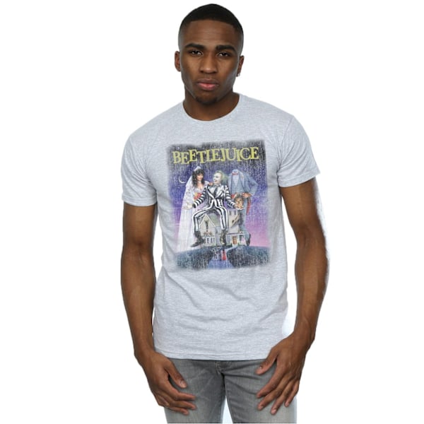 Beetlejuice Herr Distressed Poster T-Shirt 3XL Sports Grey Sports Grey 3XL