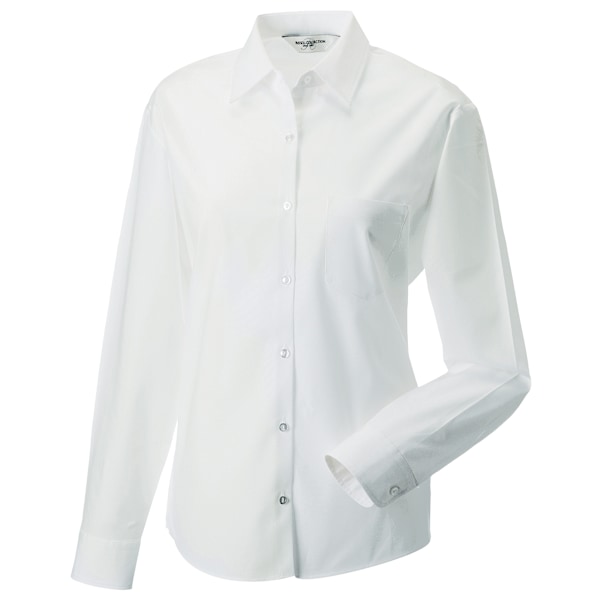 Jerzees Dam/Kvinnors Långärmad Ren Bomull Arbetsskjorta 3XL Vit White 3XL