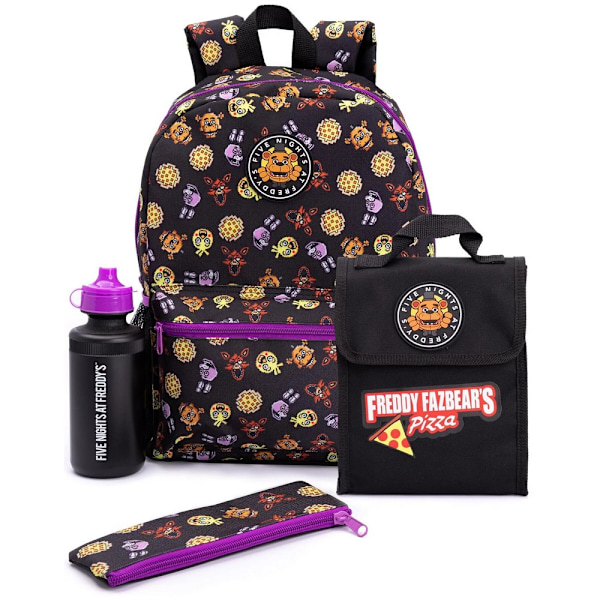 Five Nights At Freddys Ryggsäck Set En Storlek Svart/Lila Black/Purple One Size