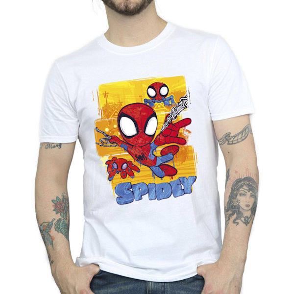 Marvel Mens Spidey And His Amazing Friends Flying T-Shirt XL Wh White XL
