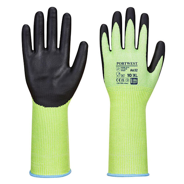 Portwest Unisex Vuxen A632 Lång Manschett Skärbeständiga Handskar L Gre Green/Black L