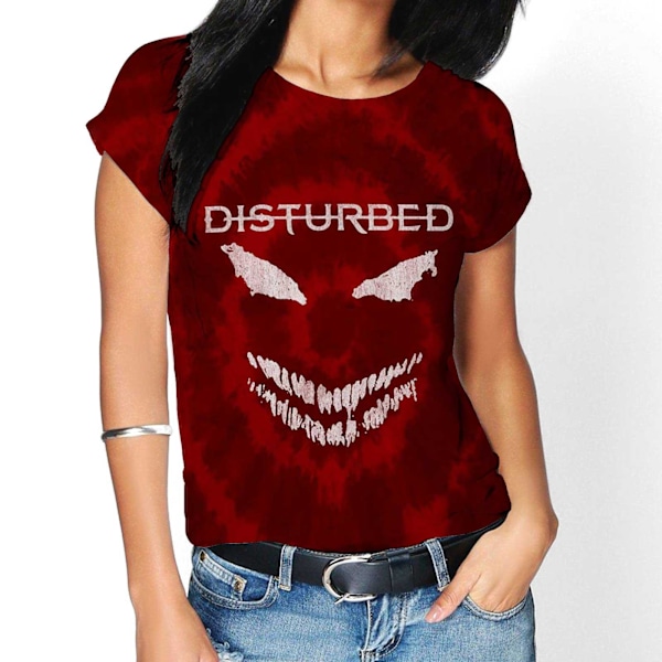 Disturbed Unisex Adult Scary Face Tie Dye T-Shirt S Röd Red S