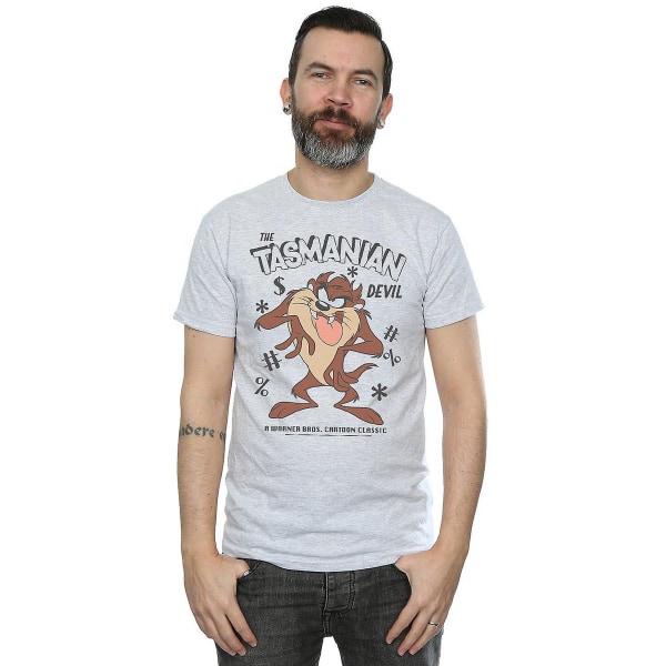 Looney Tunes Herr Tasmanian Devil Vintage T-shirt S Sports Grey Sports Grey S