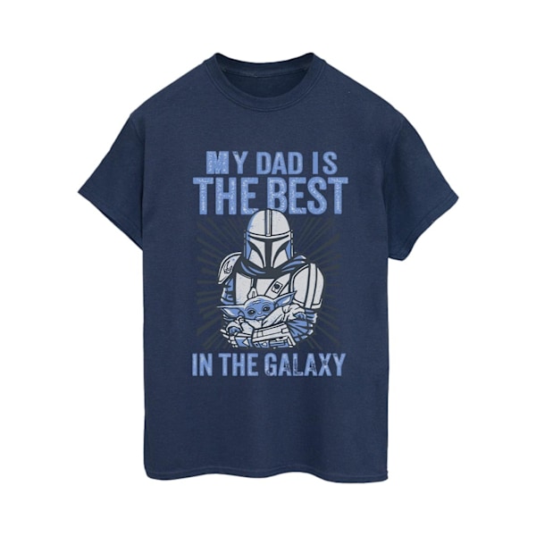 Star Wars Dam/Damer Mandalorian Bästa Pappa Bomull Boyfriend T-shirt Navy Blue S