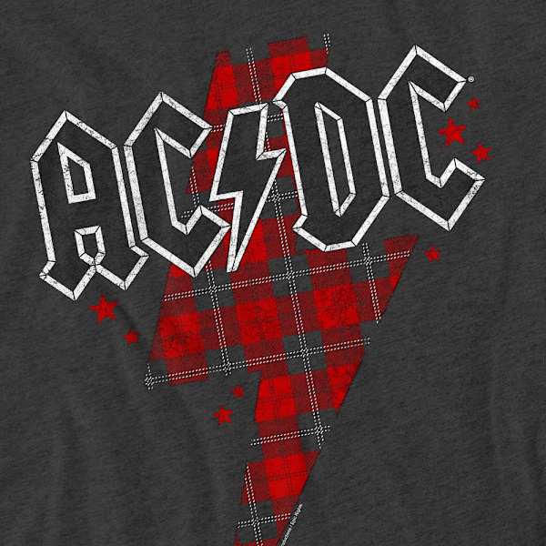 AC/DC Unisex Vuxen Plaid Bolt T-Shirt M Kolgrå Charcoal M