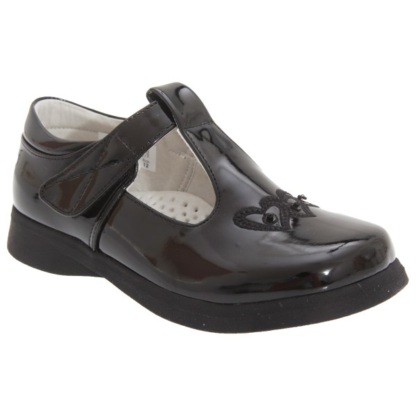 Boulevard Girls Touch Fastening T Bar Shoes 12 UK Black Patent Black Patent 12 UK