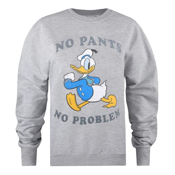 Disney Dam/Kvinnor Inga Byxor Inga Problem Donald Duck Heather Sw Grey L