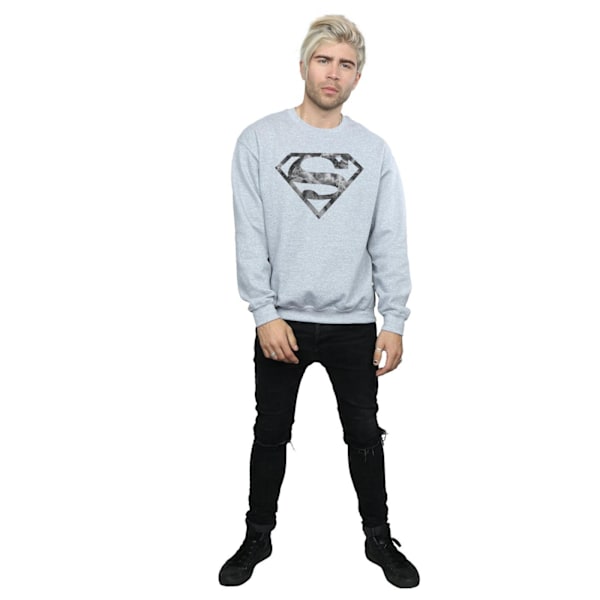 Superman Herr Marmoreffekt Logotyp Sweatshirt L Sports Grey Sports Grey L