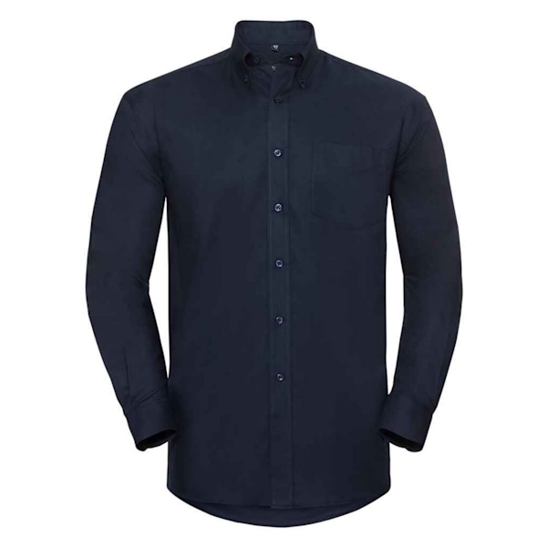 Russell Collection Herr Oxford Lättvårdad Långärmad Skjorta Bright Navy 17in