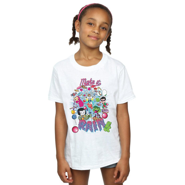 DC Comics Girls Teen Titans Go Make It Rain Bomull T-shirt 7-8 White 7-8 Years