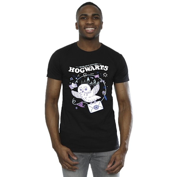 Harry Potter T-shirt för män med uggla och brev från Hogwarts, 4XL, svart Black 4XL