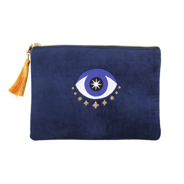 Something Different All Seeing Eye Velvet Cosmetic Bag One Size Blue/Gold One Size