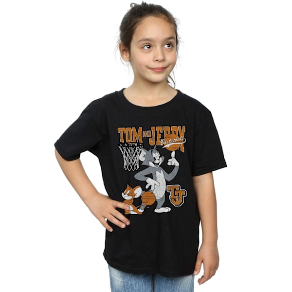 Tom And Jerry Girls Spinning Basketball Bomull T-shirt 5-6 år Black 5-6 Years