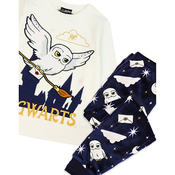 Harry Potter Flickor Hedwig Fleece Lång Pyjamas Set 9-10 År Off Off White/Navy 9-10 Years