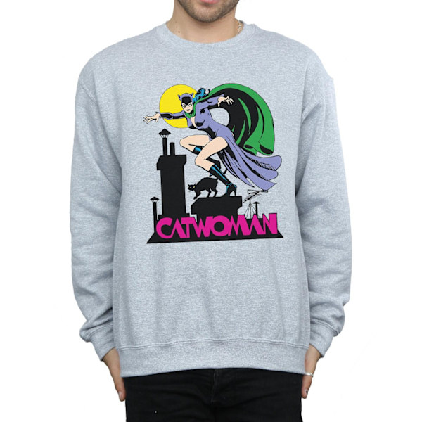 DC Comics Catwoman Text Logo Sweatshirt M Sports Grey för män Sports Grey M