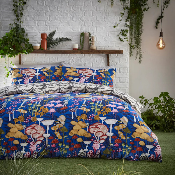 Furn Amanita Mushroom Påslakan Set Enkelsäng Koboltblå Cobalt Blue Single