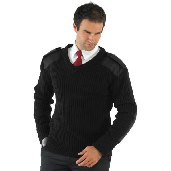 Yoko Mens V-ringad NATO Security Sweater / Workwear L Svart Black L