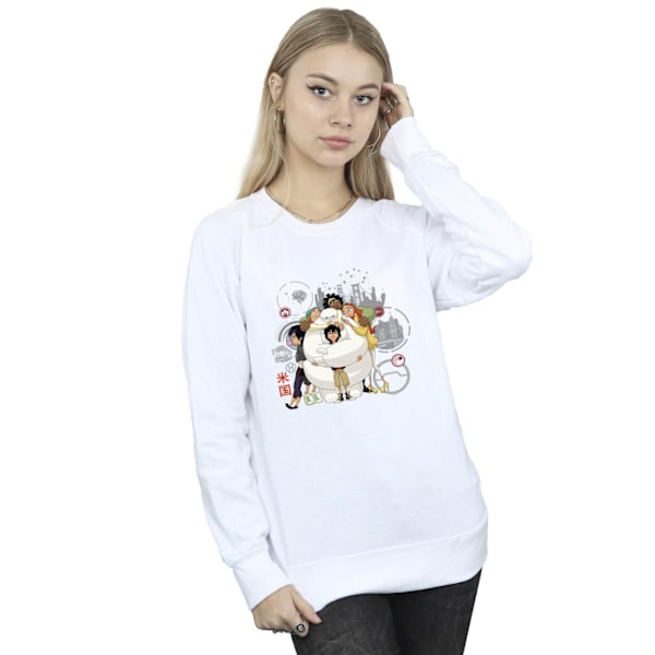 Disney Dam/Kvinnor Big Hero 6 Baymax Gruppkram Sweatshirt M W White M