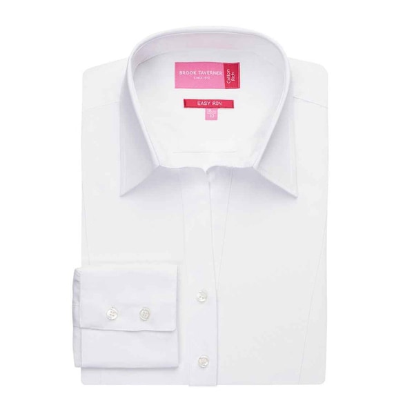 Brook Taverner Dam/Kvinnor Palena Poplin Långärmad Formell White 10 UK