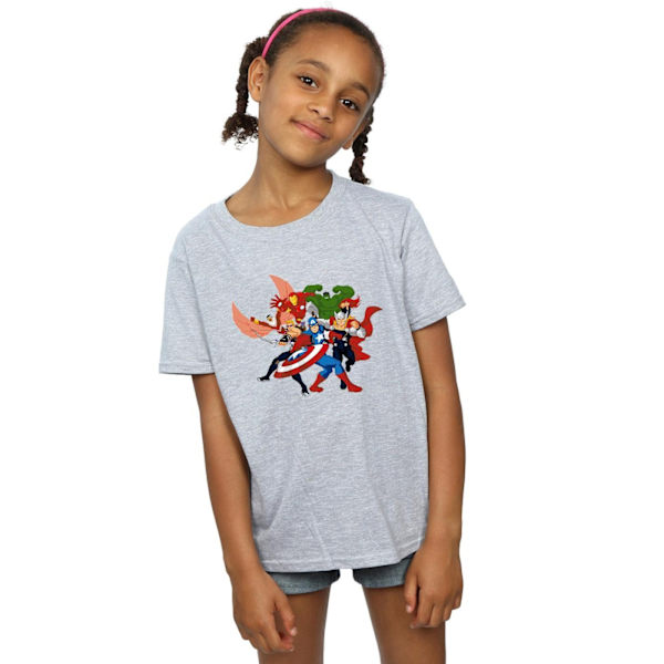 Marvel Girls Avengers Assemble Comic Team Bomull T-shirt 5-6 år Sports Grey 5-6 Years