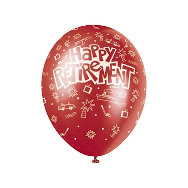 Unika Party Happy Retirement Latex Pearlised Ballonger (Förpackning om 5) Red/White One Size