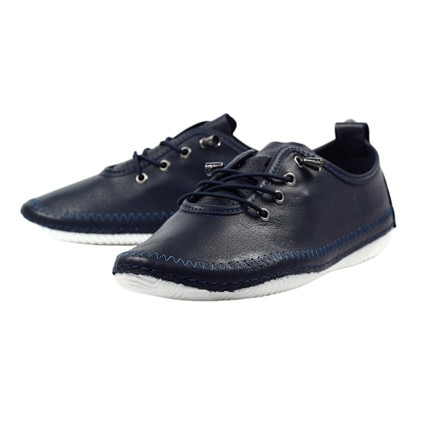 Lunar Dam/Dam Abbie Läder Plimsolls 4 UK Marinblå Navy 4 UK