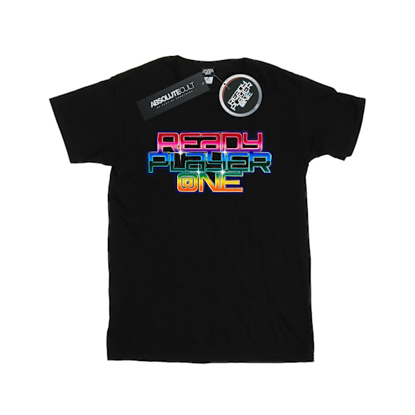 Ready Player One Dam/Damer Regnbågslogotyp Bomull Pojkvän T-shirt Black 3XL