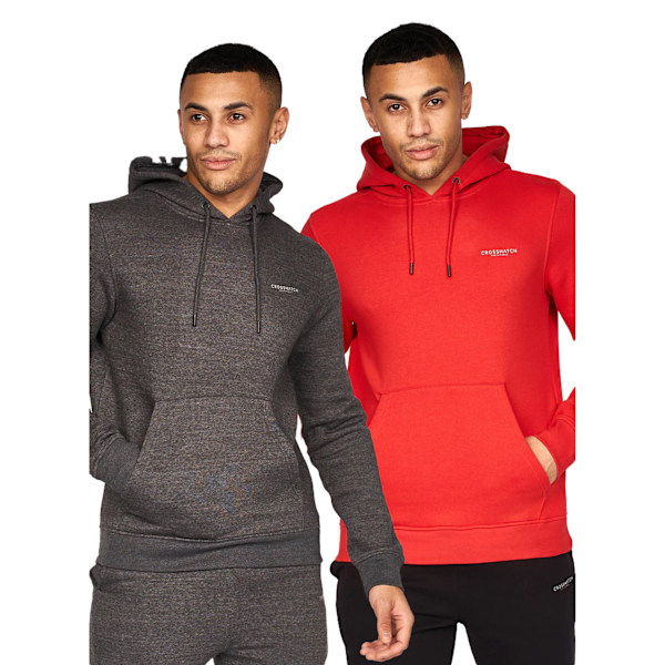 Crosshatch Mens Traymax Oversized Hoodie (2-pack) S Röd/Char Red/Charcoal S