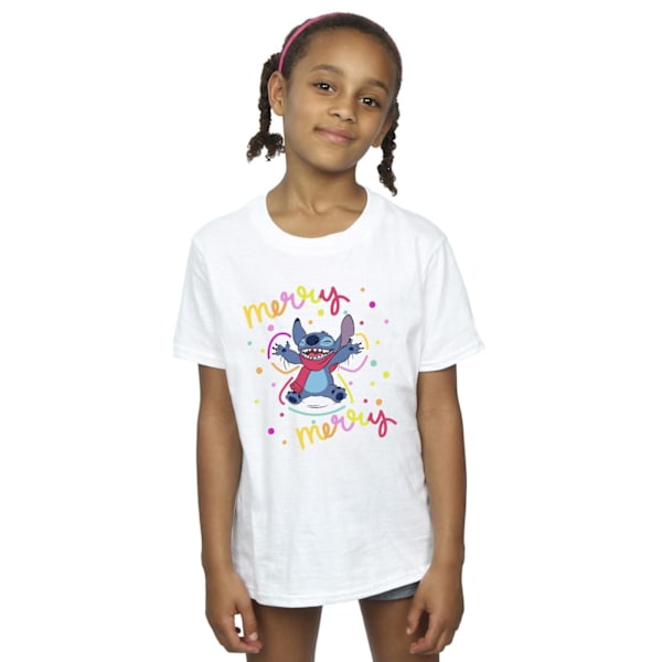 Disney Girls Lilo & Stitch Merry Rainbow Bomull T-shirt 5-6 år White 5-6 Years