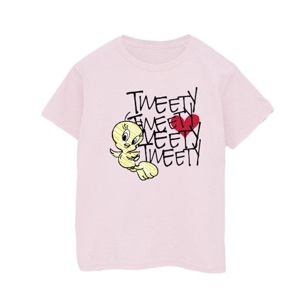 Looney Tunes Dam/Damer Tweety Love Heart Bomull Boyfriend T Baby Pink L