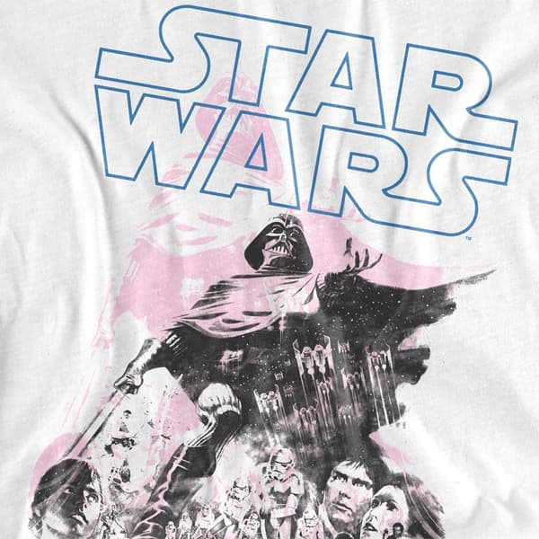 Star Wars Dam/Dam Darth Vader Retro Affisch T-Shirt M Vit White M
