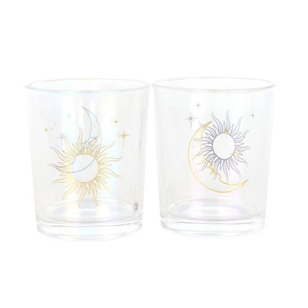 Something Different Iriserande Sol & Måne Ansikte Votivljusstake Ho Gold/Clear One Size