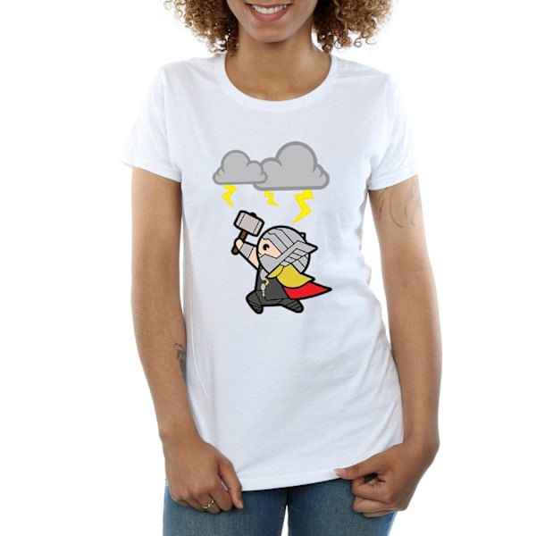 Marvel Dam/Kvinnor Kawaii Thor God Of Thunder Bomull T-Shirt White M